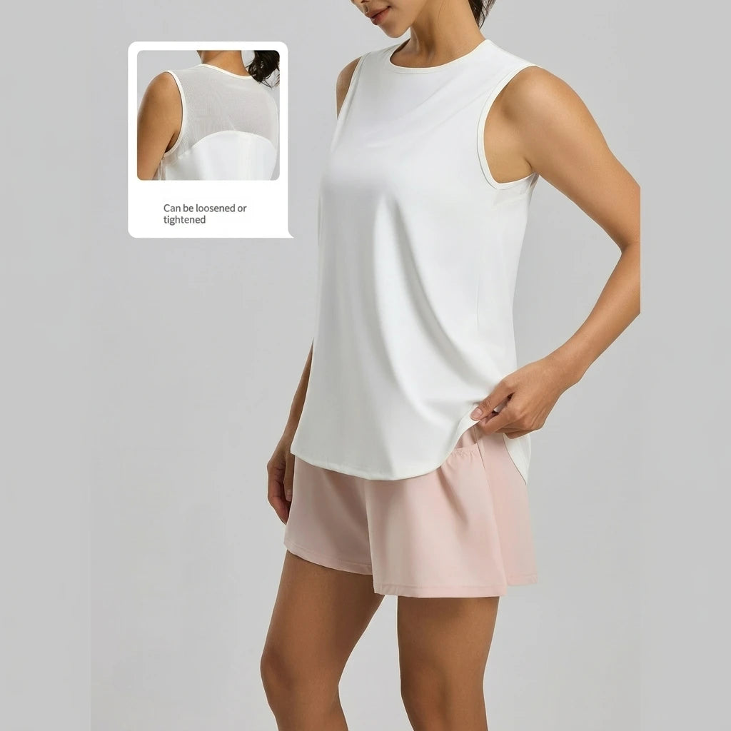 Women's Loose Fit Tank Tops Summer Sleeveless Tees Blouse Plus Size Casual Square Collar Solid Pattern Breathable Knitted Fabric
