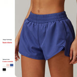 Custom Logo High Waisted Smocked Running Essentials Shorts Women 2 in 1 Athletic Gym Shorts with Pockets Double Layer Liner