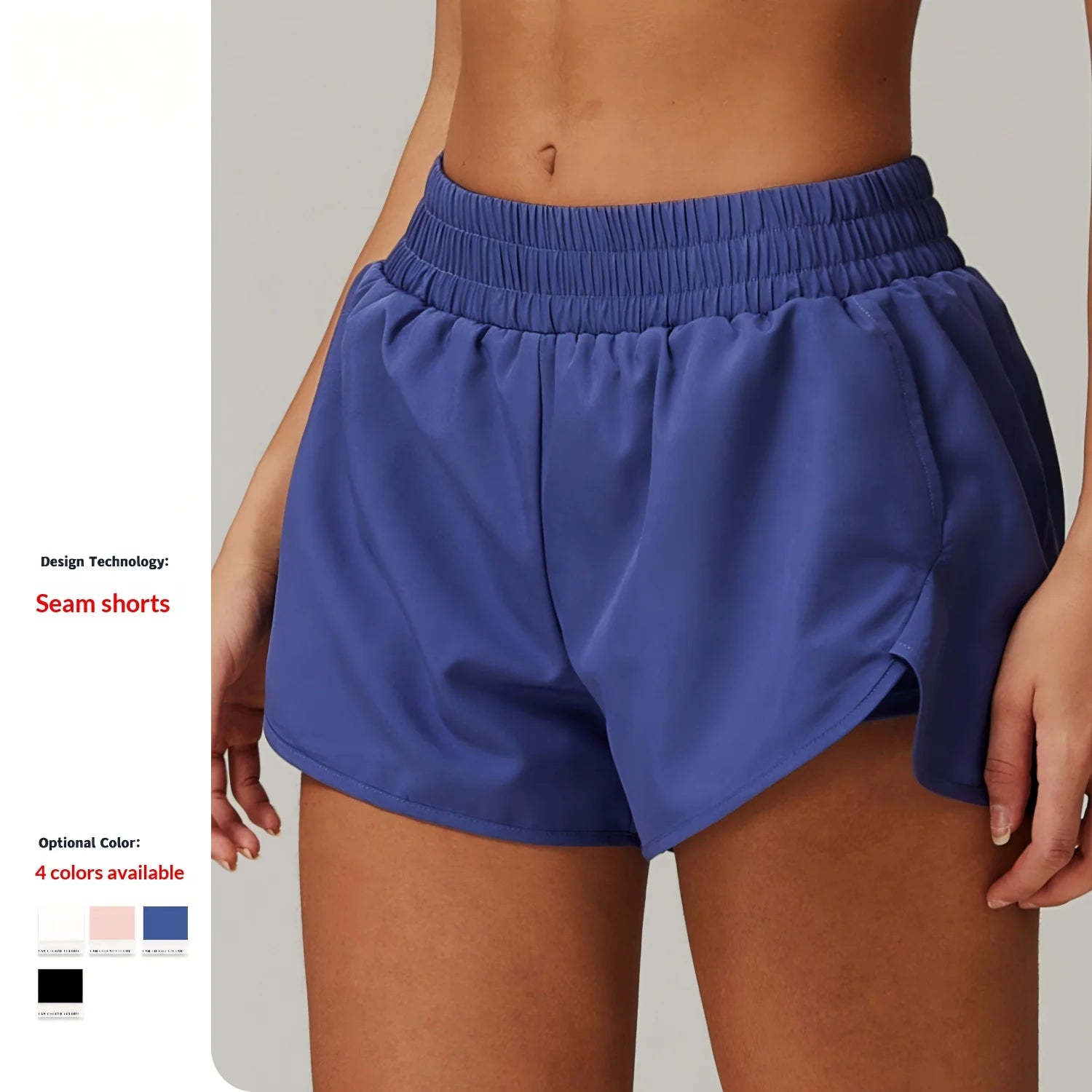 Custom Logo High Waisted Smocked Running Essentials Shorts Women 2 in 1 Athletic Gym Shorts with Pockets Double Layer Liner