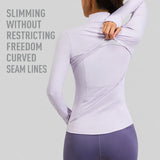 Yoga Jacket Women Slim Fit Sports Jacket Full Zip Running Workout Fitness Wear Curved Seam Lines Custom Logo
