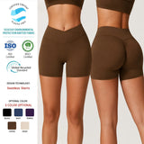 High Waist Four-Way Stretch Yoga Pants Wrinkle-Resistant Yoga Shorts Breathable Elastic Waist Scrunch Butt Lifting Legging