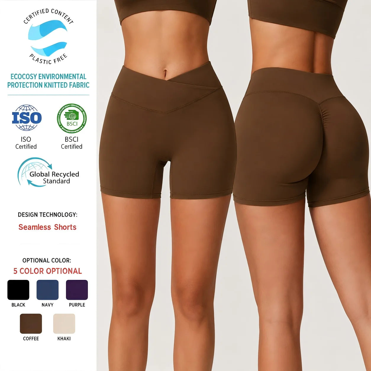 High Waist Four-Way Stretch Yoga Pants Wrinkle-Resistant Yoga Shorts Breathable Elastic Waist Scrunch Butt Lifting Legging