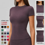 Women's Fashion T-shirt Quick Drying Yoga Wear Short Sleeved Fitness Top Smock Outdoor Running and Jersey Football Custom