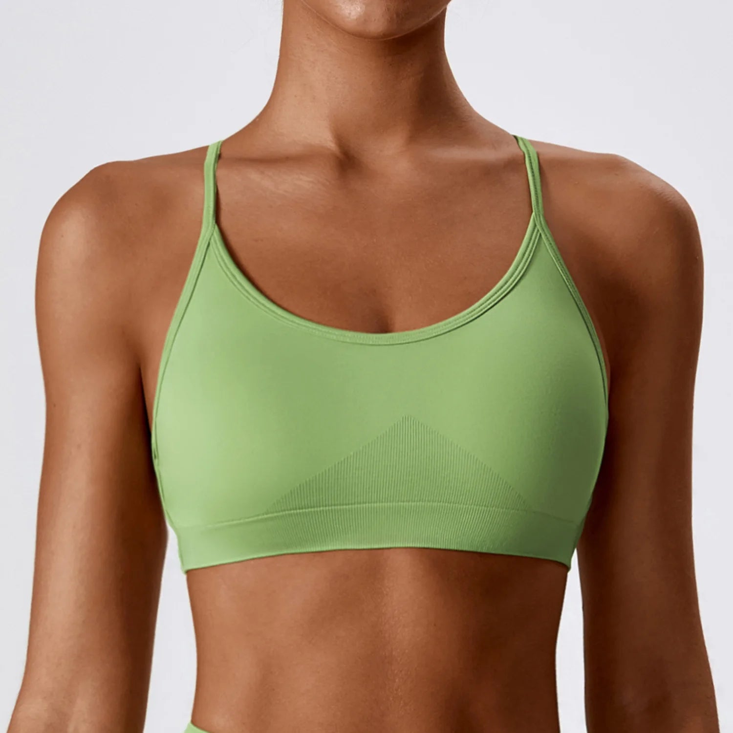 Yoga Bra Seamless Cross Strap Backless Sports Bra OEM Custom Logo U-Neck Removable Padded Gym Workout Vest Tank Top