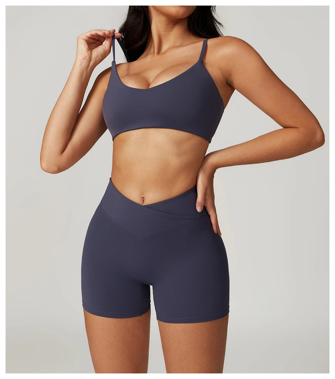 Factory Fitness Wear Quick Dry U Neck Sports Bra V Waist Hip Lift Yoga Shorts Recycled Square Back Fabric Gym Yoga Set