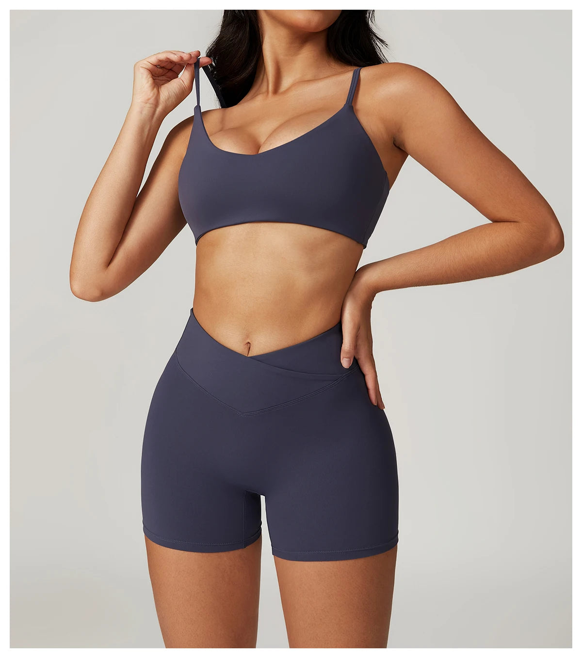 Factory Fitness Wear Quick Dry U Neck Sports Bra V Waist Hip Lift Yoga Shorts Recycled Square Back Fabric Gym Yoga Set