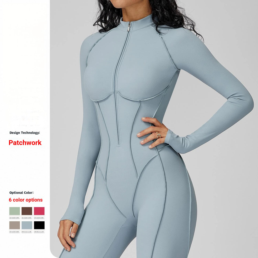 Zippered Front Breathable Gym Fitness Jumpsuit for Women Workout  Yoga Jumpsuit High Impact Sports Suit  Custom Logo
