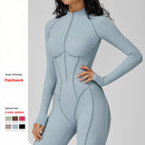 Zippered Front Breathable Gym Fitness Jumpsuit for Women Workout  Yoga Jumpsuit High Impact Sports Suit  Custom Logo