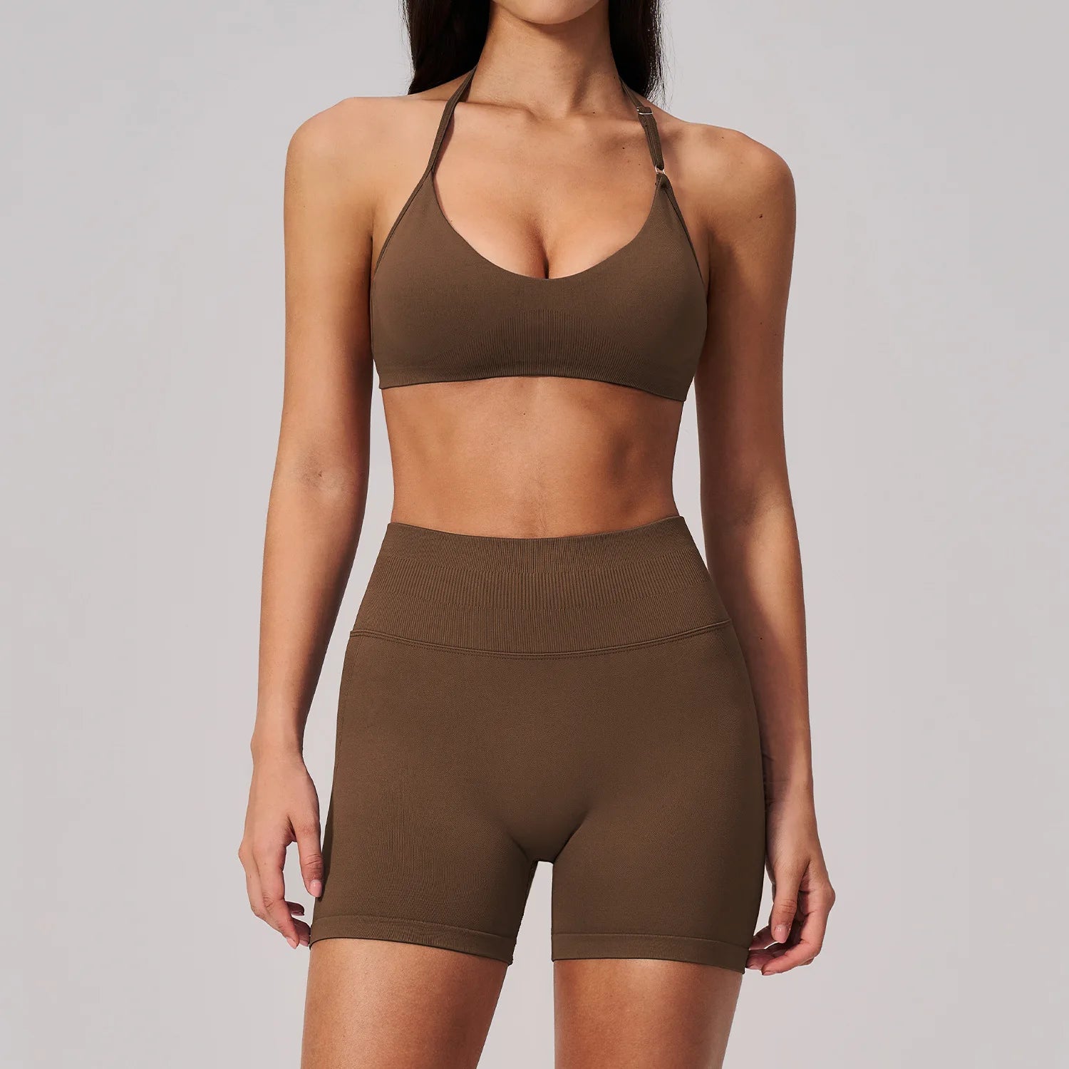 Seamless 2 Piece Tank High Waist Shorts Workout Outfits Yoga Set Gym Running Sportswear Sports Bra Crop  for Women Custom