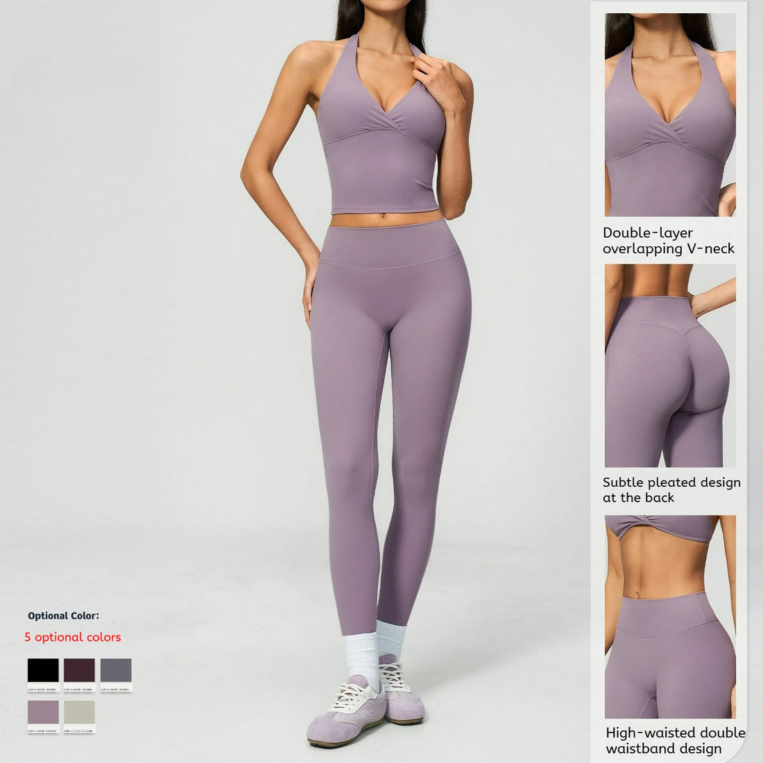 Women's Custom Activewear Set Seamless Quick Dry Sexy Yoga Leggings and Bra Solid Pattern Outdoor Gym Fitness Wear