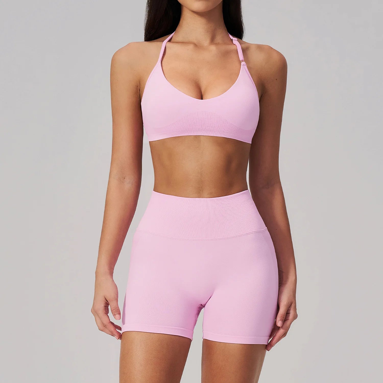 Seamless 2 Piece Tank High Waist Shorts Workout Outfits Yoga Set Gym Running Sportswear Sports Bra Crop  for Women Custom