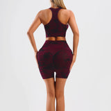 WomenTie Seamless  Dye  Yoga Set Racerback Sports Bra High Waist Scrunch Butt Biker Shorts 2 Piece Workout Set Custom
