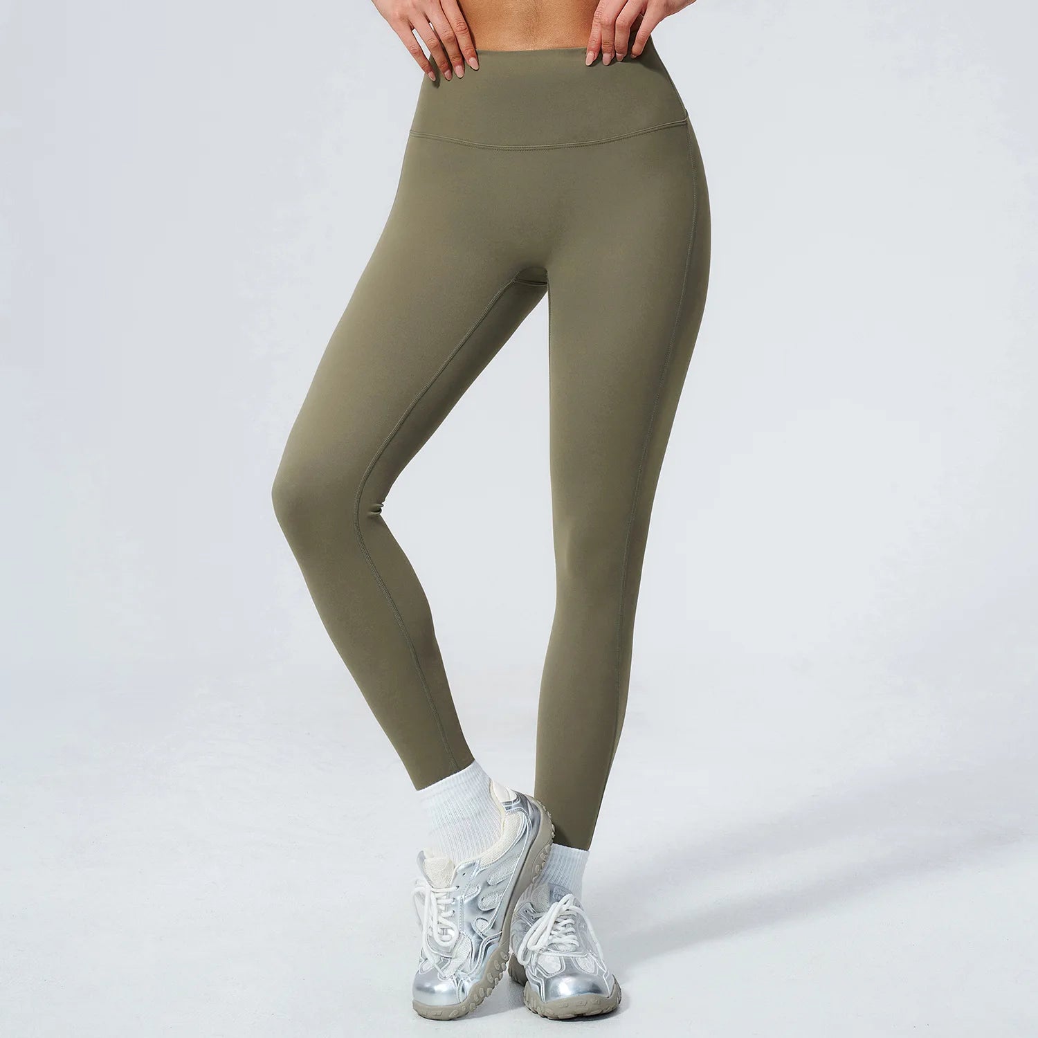 Women's Seamless Comfortable High Waist Tight Sports Pants Color Contrast Naked Feel for Running Fitness Leggings Anti Cellulite