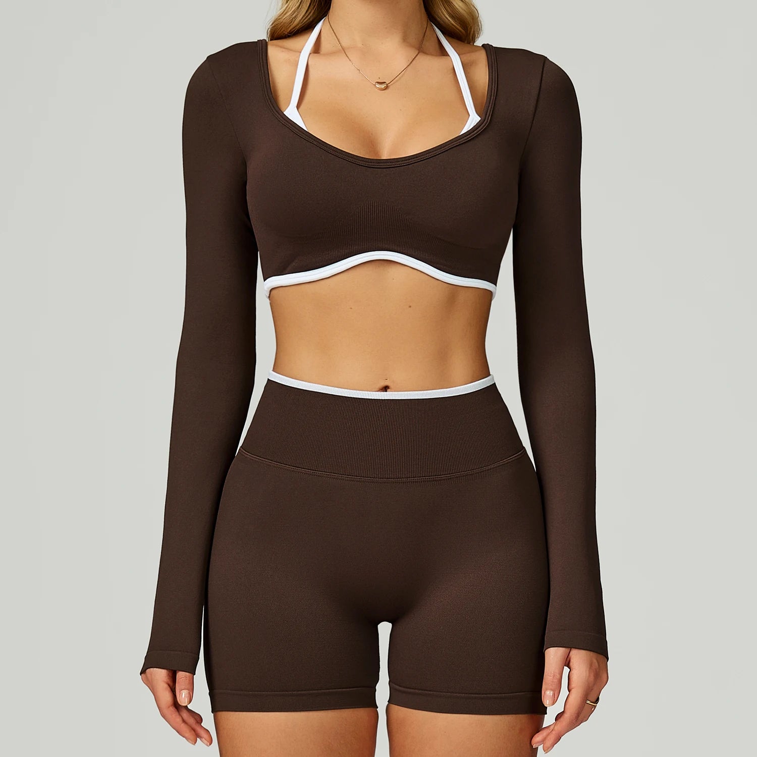 Women Seamless High Waist Yoga Sets Workout Leggings & Fitness Bra Color Blocking Sportswear Suit 2 Piece Gym Yoga Set