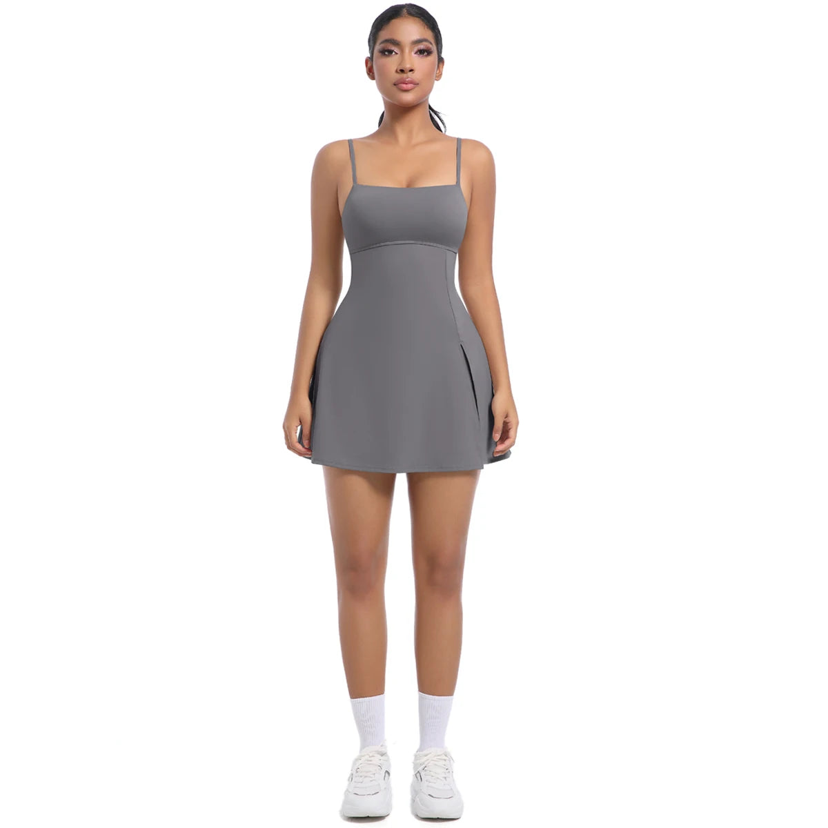 Plus Size Women's Dresses One Piece Tennis OEM Breathable Chest Pad Anti-Exposure Strappy Back Short Sleeveless Shirt