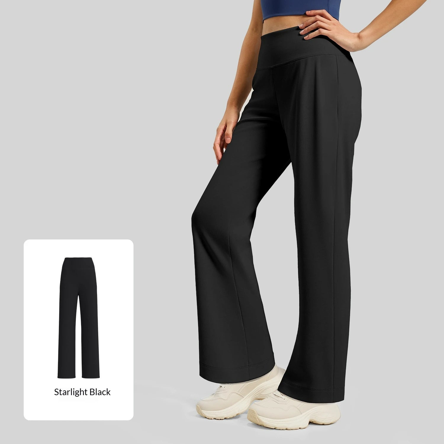 Plus Size High-Waisted Flared Leg Yoga Pants with Back Waist Pockets Tummy Control & Quick-Dry Breathable Fabric for Fitness.