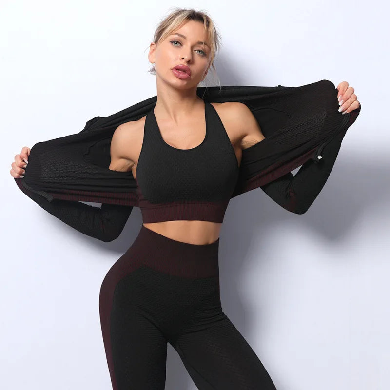 Seamless Fitness Clothing Factory Clothing Yoga Jackets Workout Clothing Sport Outfit Wear Gym Fitness Set for Women Custom Logo