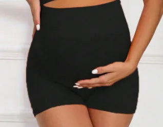 Custom Ribbed Seamless Maternity Yoga Set Strappy Back Bra High Waist Pregnancy Biker Shorts 2 Piece Set