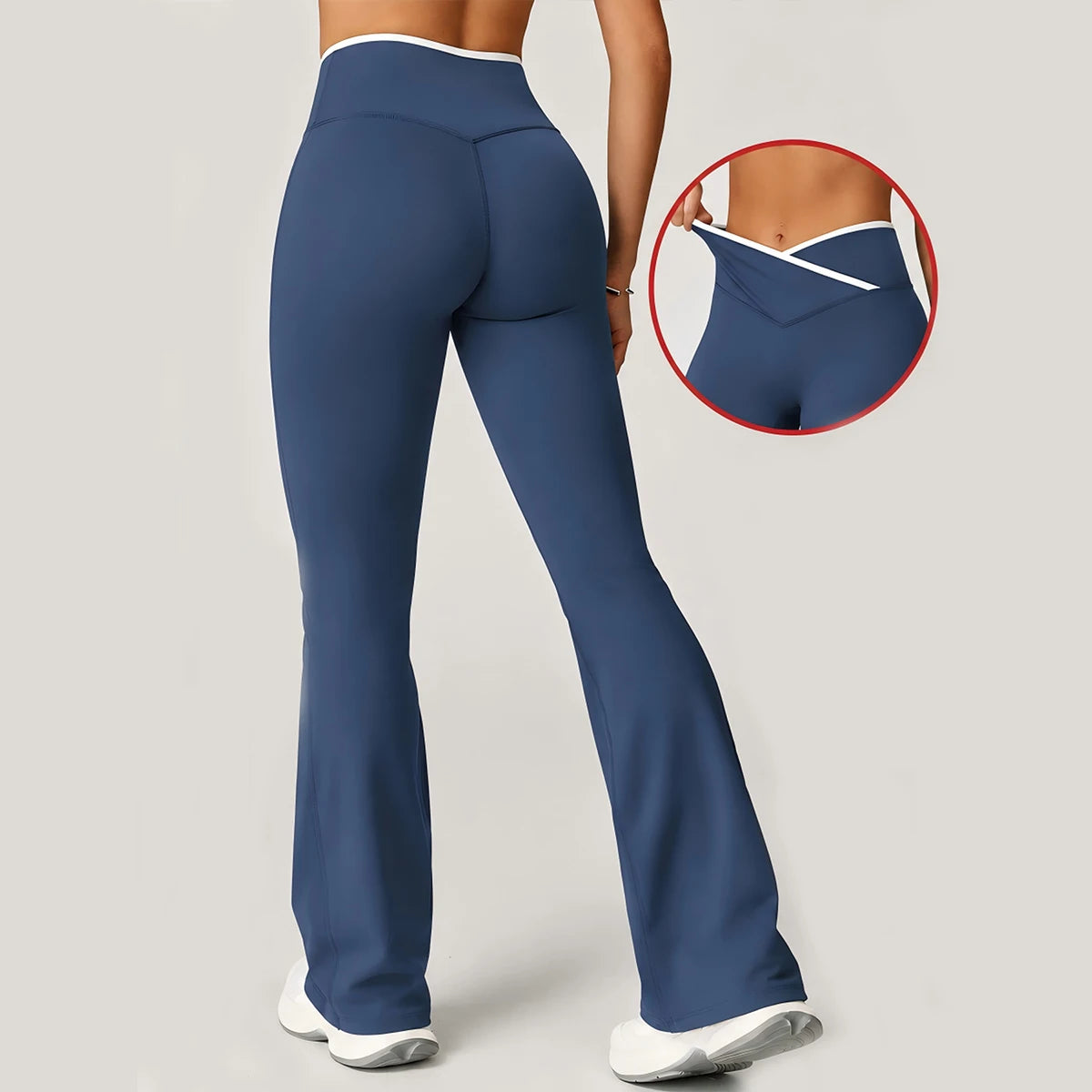 Factory Women Yoga Pants Naked Feel Flare Leggings High Waist Crossover Workout Pants Slim Fit Fitness Trousers