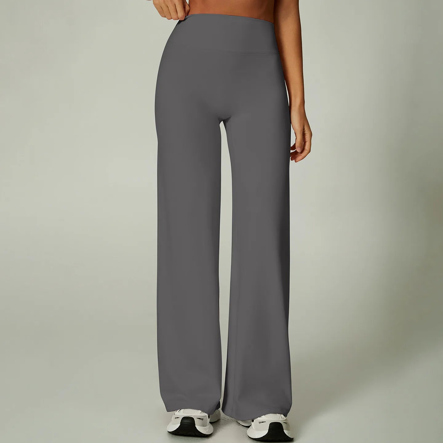 High-Waisted Wide-Leg Active Pants with Elastic Waist Four-Way Stretch Breathable Print for Workout & Casual Wear