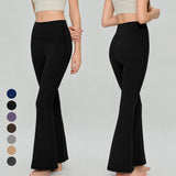 Custom LOGO High Waist Flare Yoga Pants Women Double Butt Lifting Leggings Slim Fit Bell Bottom Sports Trousers