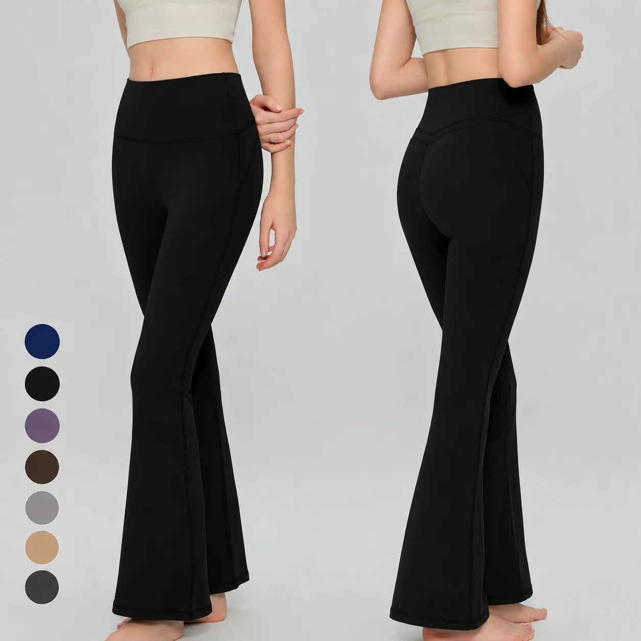 Custom LOGO High Waist Flare Yoga Pants Women Double Butt Lifting Leggings Slim Fit Bell Bottom Sports Trousers