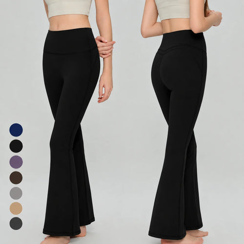 Custom LOGO High Waist Flare Yoga Pants Women Double Butt Lifting Leggings Slim Fit Bell Bottom Sports Trousers