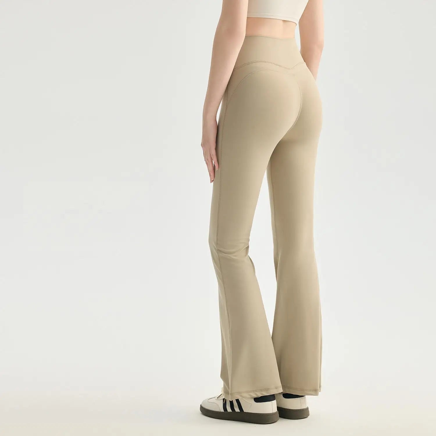 Custom LOGO High Waist Flare Yoga Pants Women Double Butt Lifting Leggings Slim Fit Bell Bottom Sports Trousers
