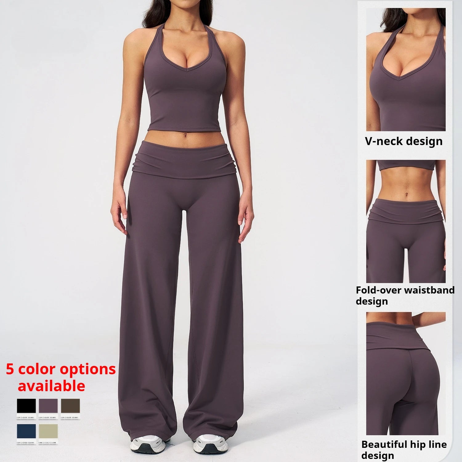 Factory High Stretch Fitness Workout Biker Shorts Sports Gym Wear Women Tank Top Yoga Breathable Folded Flared Leggings Set