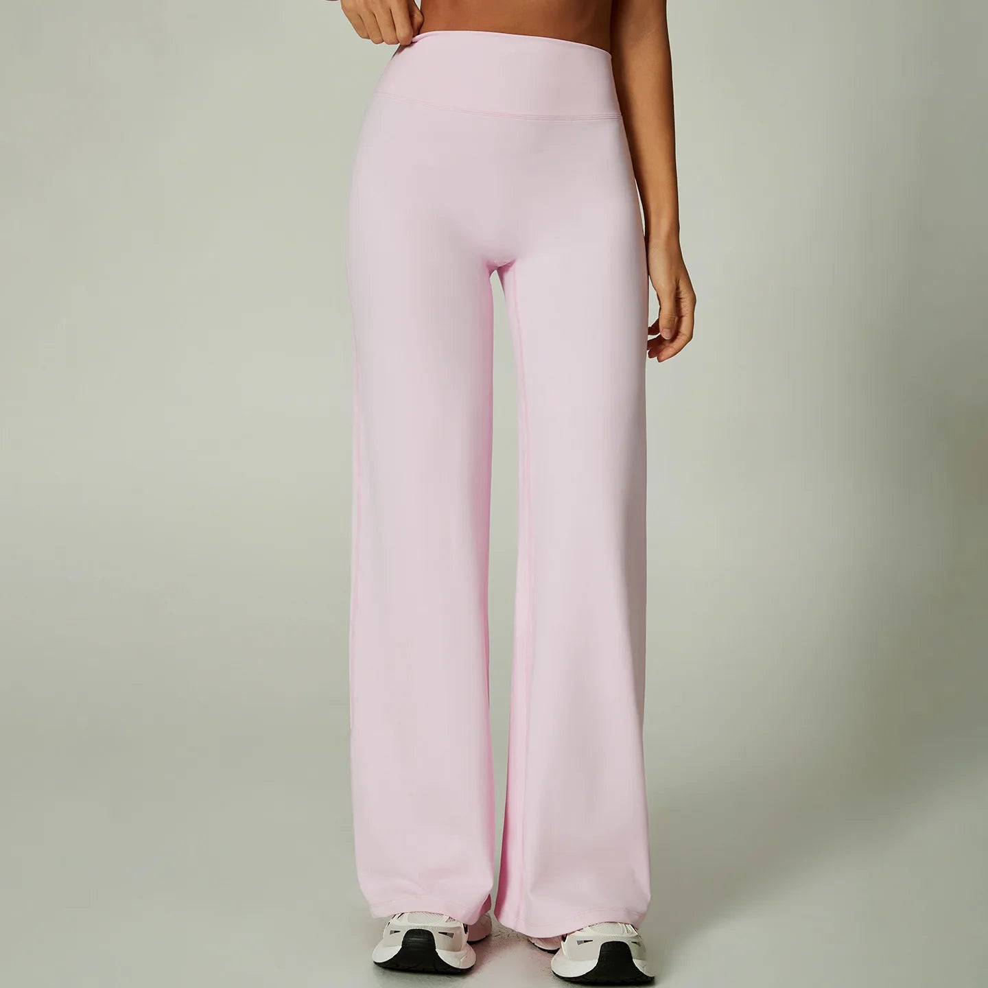High-Waisted Wide-Leg Active Pants with Elastic Waist Four-Way Stretch Breathable Print for Workout & Casual Wear