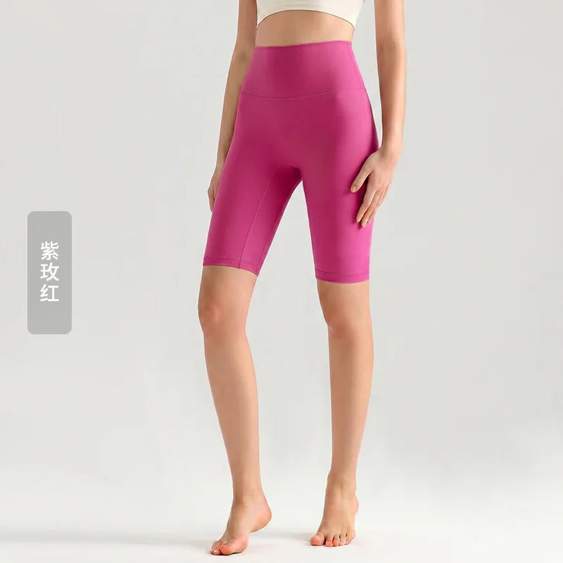 Women High Waisted Seamless Front Biker Shorts Sculpting Fit Yoga Shorts Butt Lifting Gym Workout Cycling Essentials Shorts