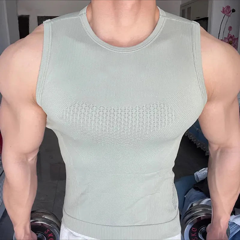 Sport Sleeveless Shirt Custom Logo Quick Dry Bottoming Shirt Workout Clothes Fitness Tank Top Men GYM Shirt