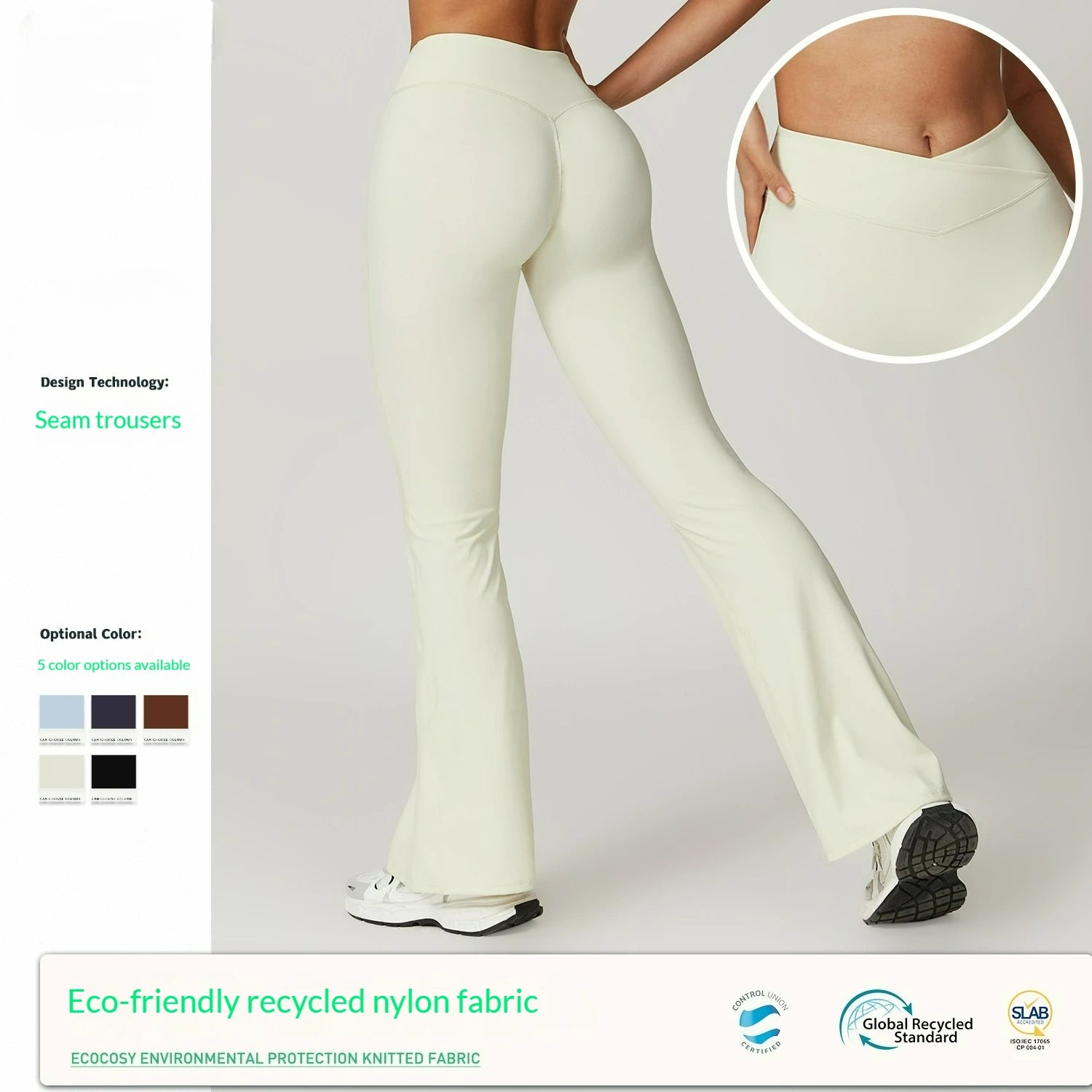 Wholesale Custom Recycled Breathable V Waist Scrunch Butt Flared Short Sleeve Shirt Tshirt Women Yoga Set