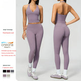 Women's Custom Activewear Set Seamless Quick Dry Sexy Yoga Leggings and Bra Solid Pattern Outdoor Gym Fitness Wear