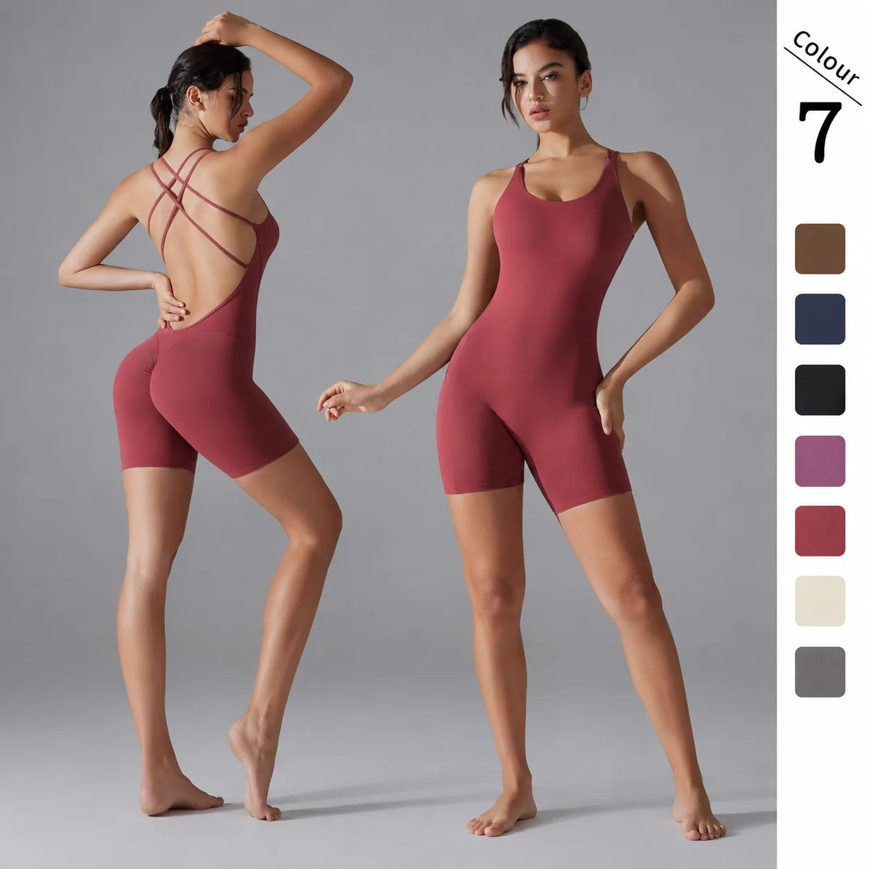 Wholesale Four-Way Stretch Peach Butt Lift Open Back Bodysuit short sleeve shirt tshirt women One Piece Tennis