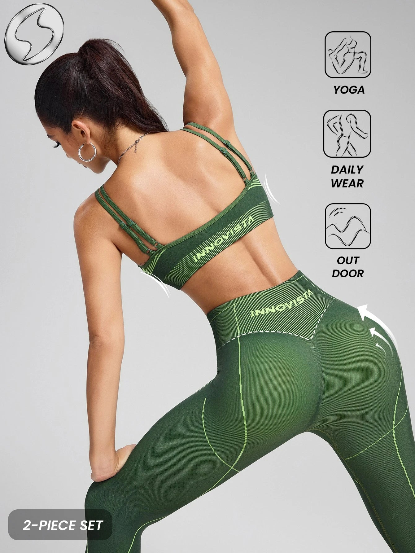 Seamless Women's Sports Yoga Camisole, Shock-absorbing Without Steel Ring Underwear, High Elasticity Yoga Fitness Shorts Set