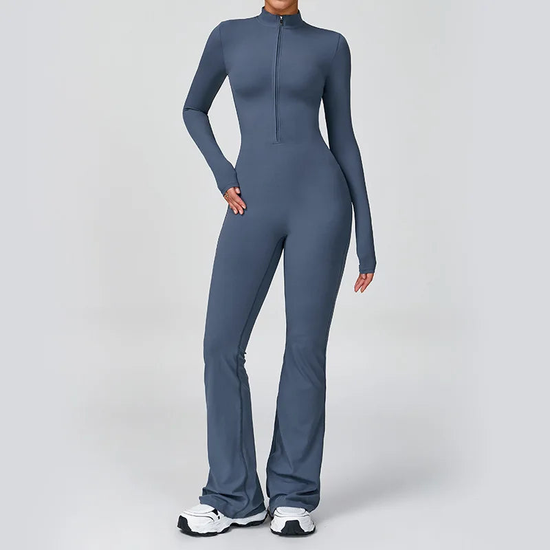 Zipper Cloud Feeling Bodysuit Long-sleeved Breathable Lightweight Yoga Jumpsuit High-intensity Fitness Sports Gym Yoga Wear
