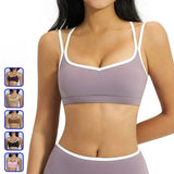 Yoga Bra Women Contrast Trim Dual Straps Wireless Padded Sports Bra Custom Logo Gym Workout Vest Tank Top