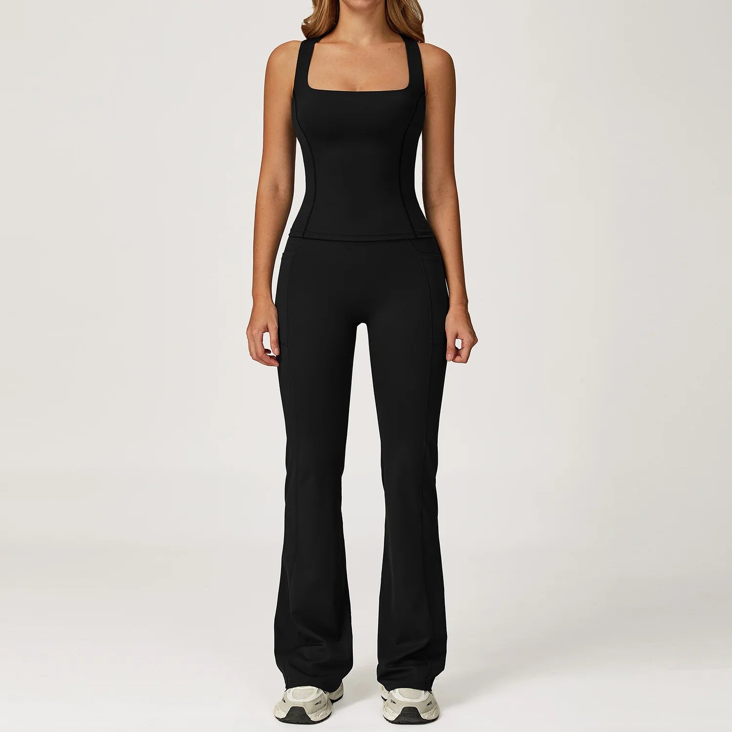 Women's Solid Athleisure 5-Piece Sports Bras+Gym Shorts+Yoga Leggings+Top Set Workout Clothes Sport Suit Front Logo