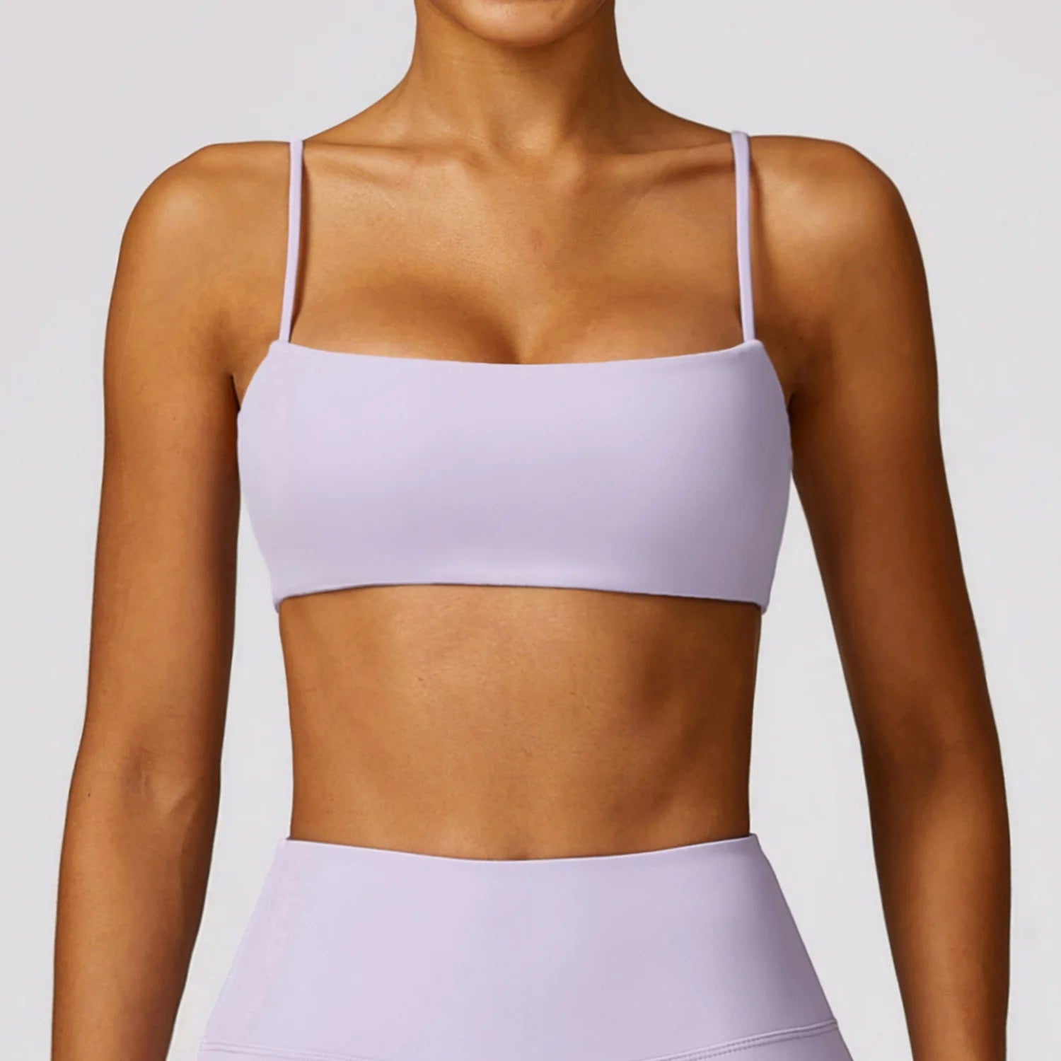 Yoga Crop Top Custom Logo Spaghetti Strap Square Neck Low Back Women Sports Bra Padded Gym Workout Bralette