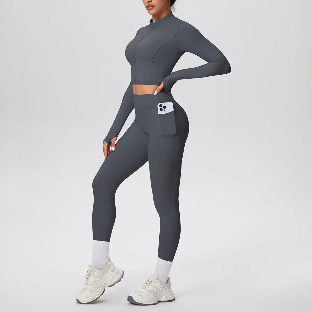 Yoga Set with Pocket Fitness Gym Clothing Leggings Women Workout Outfit 2 Piece Halter Neck Custom Sports Pilates Custom Logo
