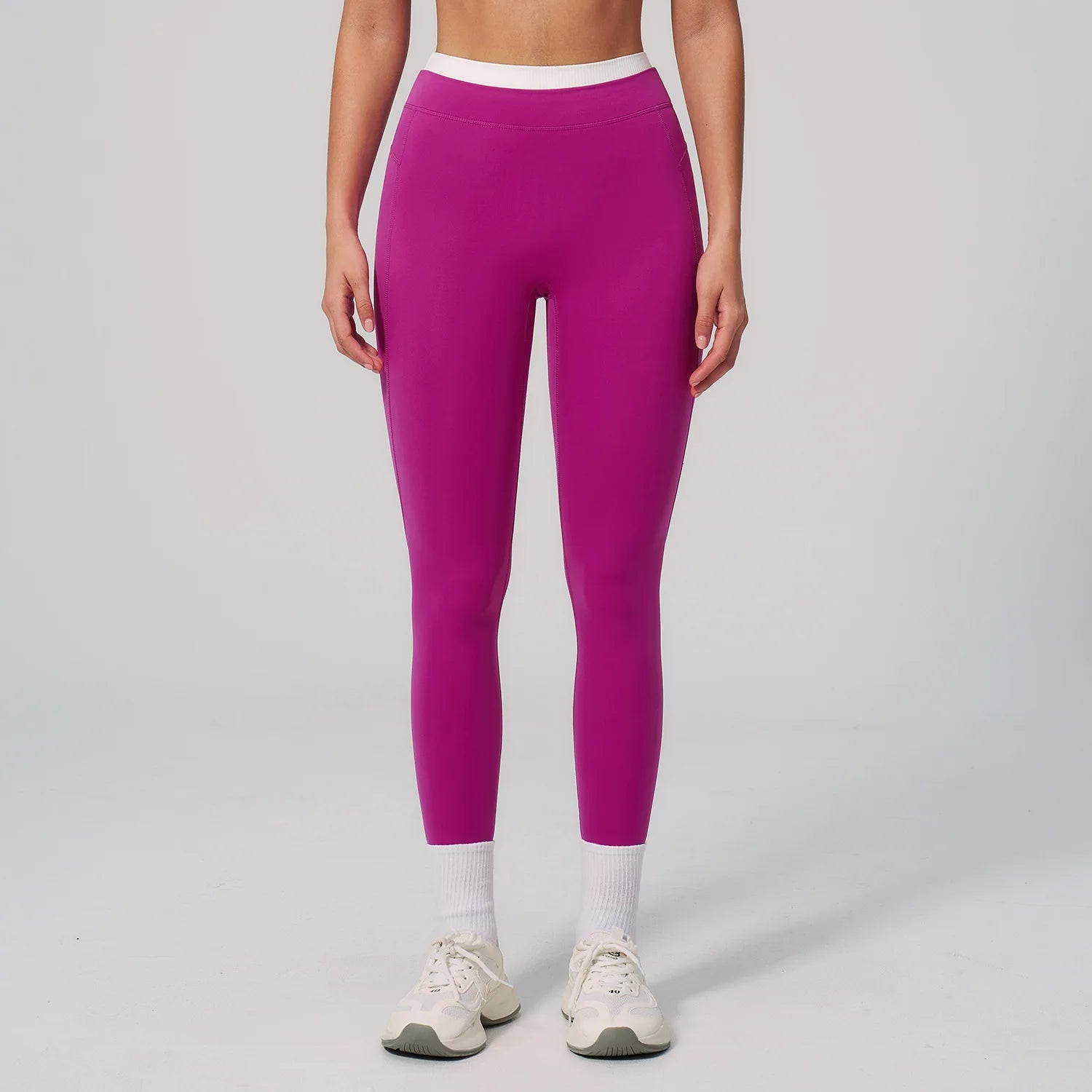 Women's Naked Feeling Yoga Pants, Ribbed High Waist Color Block Slim Fit Workout Leggings for Running & Fitness