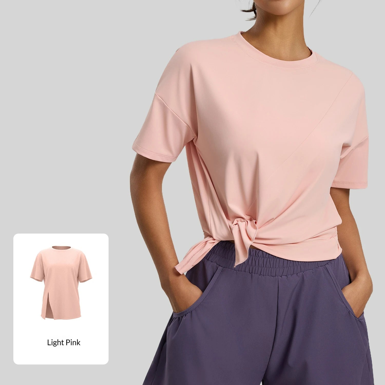 Loose-fitting yoga top for running, sports, and outdoor wear,Spandex/Polyester Split Loose Yoga Running Sports Fitness Top