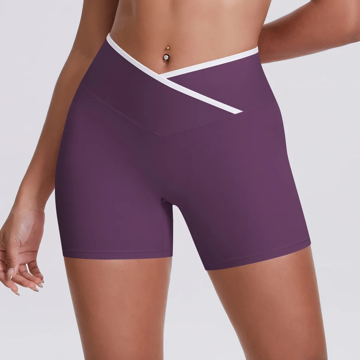 Women's Breathable Workout Shorts Sets Gym Fitness Activewear 3-Piece Set V Shape High Waist Solid Front Logo Yoga