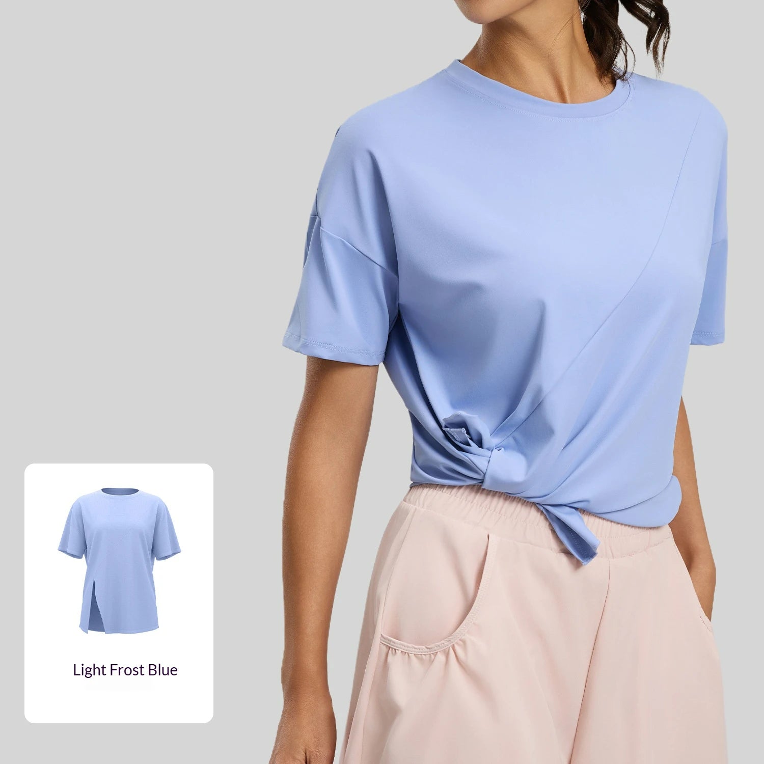 Loose-fitting yoga top for running, sports, and outdoor wear,Spandex/Polyester Split Loose Yoga Running Sports Fitness Top