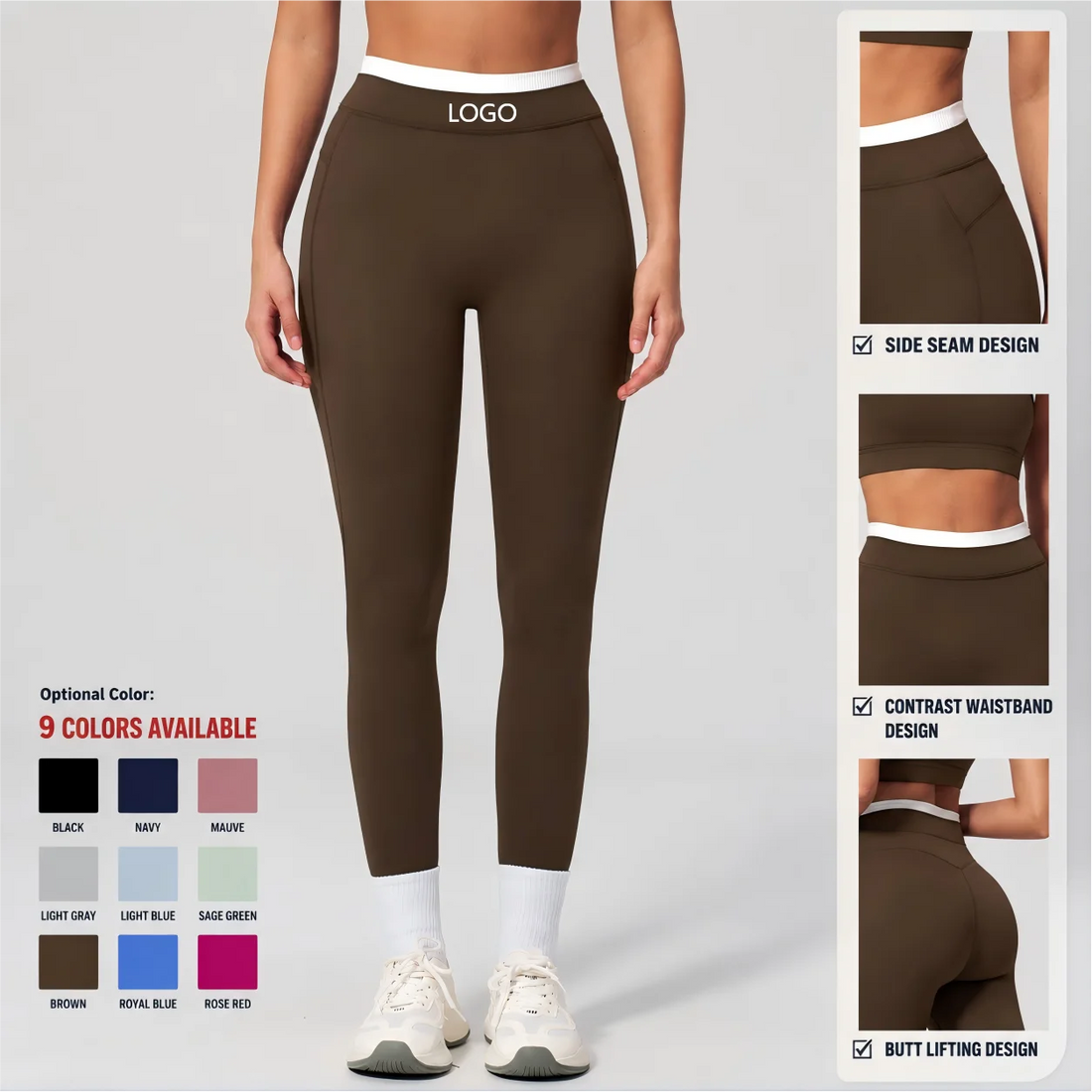 Women's Naked Feeling Yoga Pants, Ribbed High Waist Color Block Slim Fit Workout Leggings for Running & Fitness