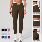 Women's Naked Feeling Yoga Pants, Ribbed High Waist Color Block Slim Fit Workout Leggings for Running & Fitness