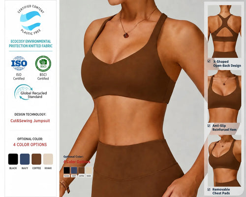Custom Logo Whosale Eco Friendly Recycled Sport Bra Backless Compression Breathable Sports Bra Tight Active Wear Fitness Apparel