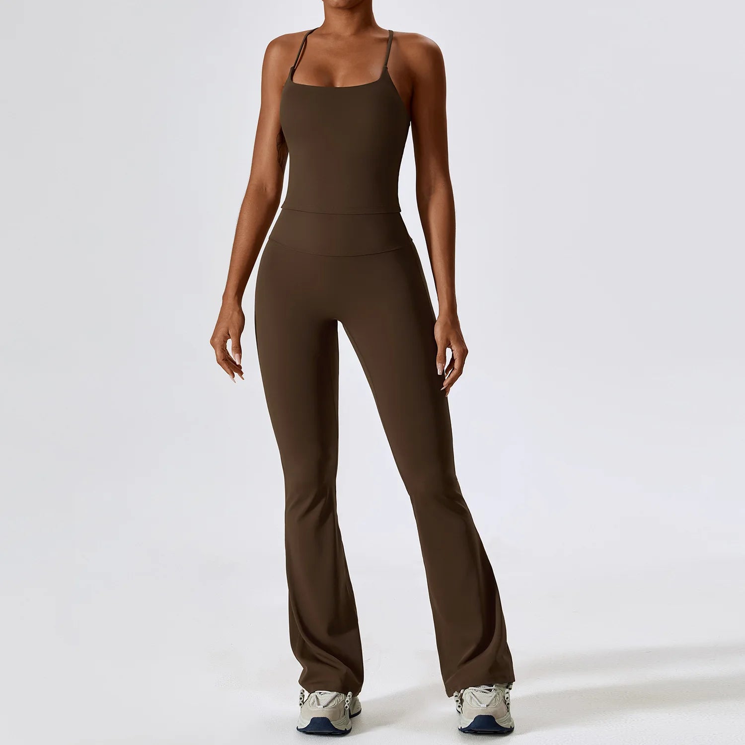 Breathable Women Running Yoga Wear Workout Long Sleeve T-Shirts Yoga Sports Crop Tops Flared Pants Bra Yoga Sets Custom