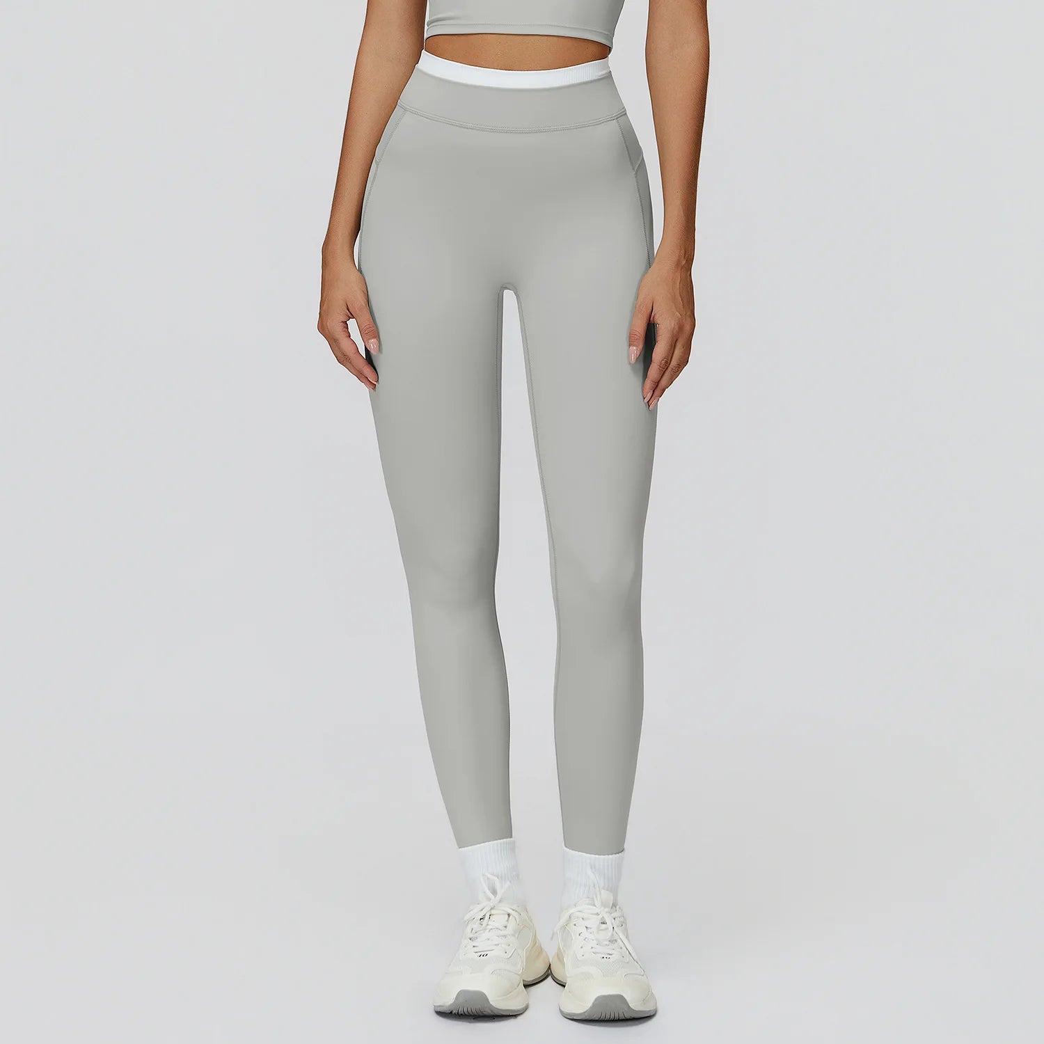 Women's Naked Feeling Yoga Pants, Ribbed High Waist Color Block Slim Fit Workout Leggings for Running & Fitness